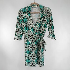 Aryeh Teal and Black Wrap Dress